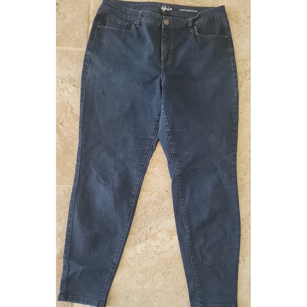 Style & Co Curvy Skinny Leg Jeans Womens 14 Blue Stretch Denim excellent